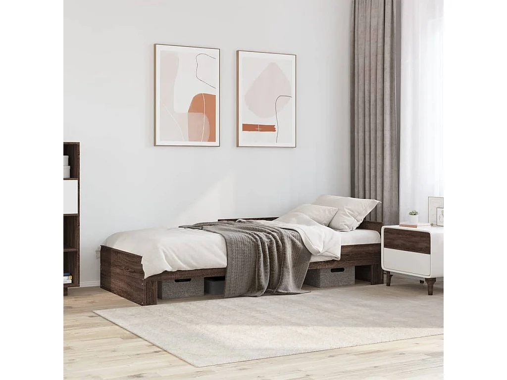 Bedframe zonder matras bewerkt hout bruin eikenkleur 75x190 cm