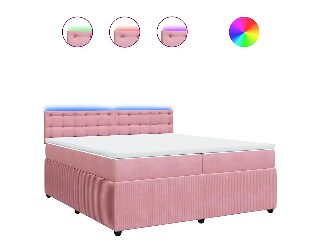 Boxspring met matras fluweel roze 200x200 cm