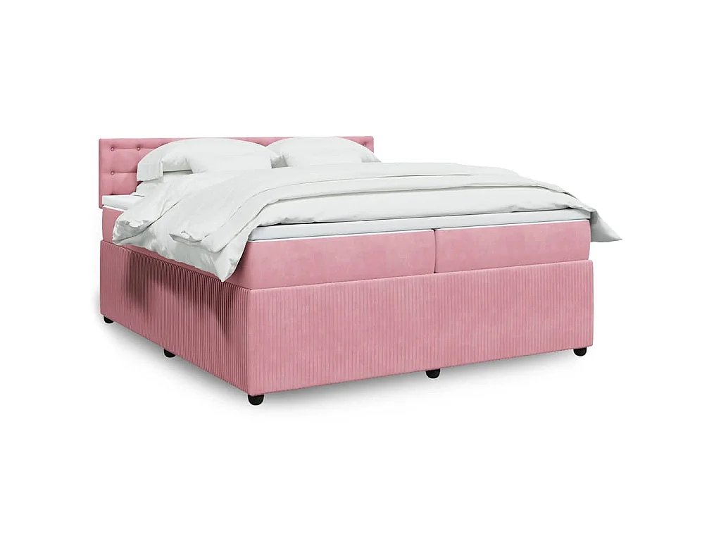 Boxspring met matras fluweel roze 200x200 cm