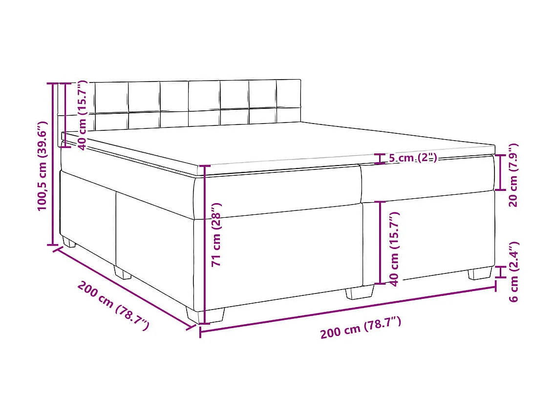 Boxspring met matras stof donkerbruin 200x200 cm