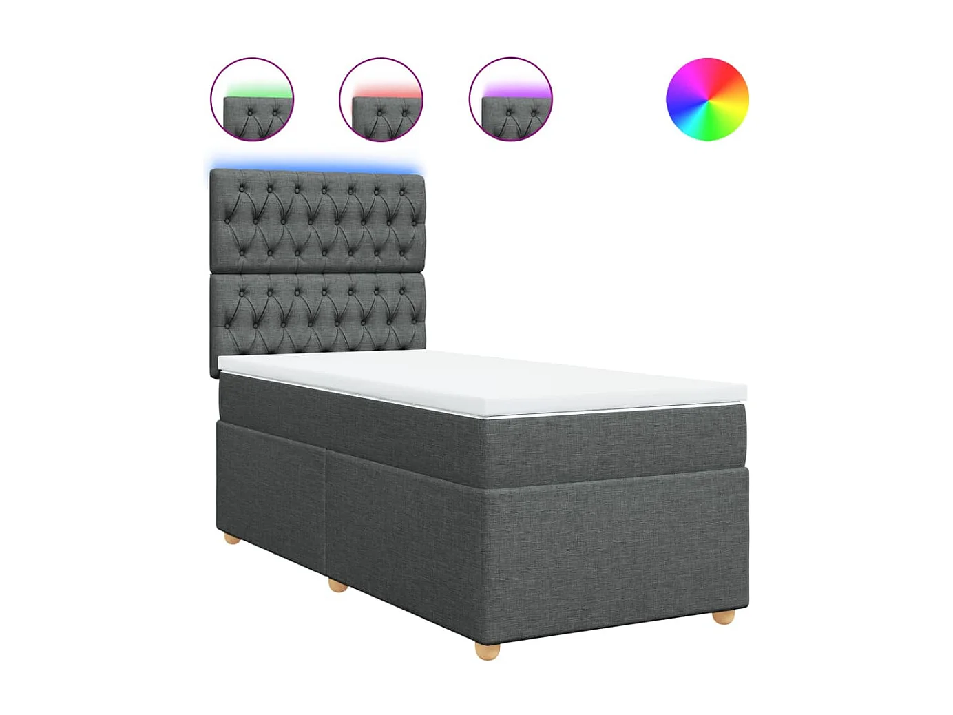 Sommier à lattes de lit avec matelas Gris foncé 100x200cm Tissu