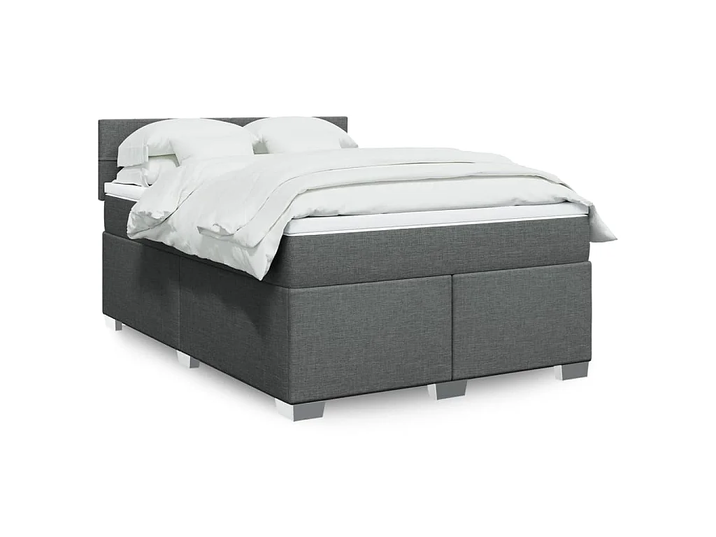 Sommier à lattes de lit avec matelas Gris foncé 140x190cm Tissu
