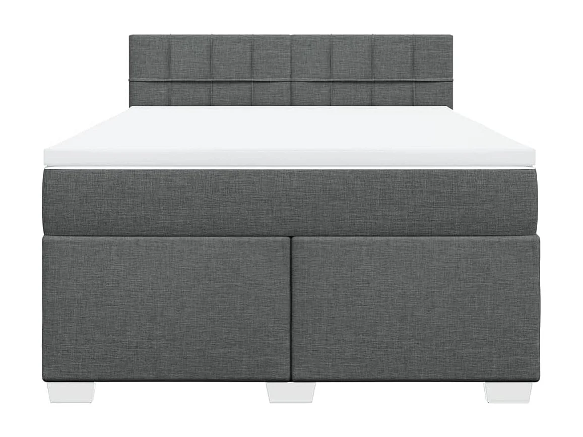 Sommier à lattes de lit avec matelas Gris foncé 140x190cm Tissu
