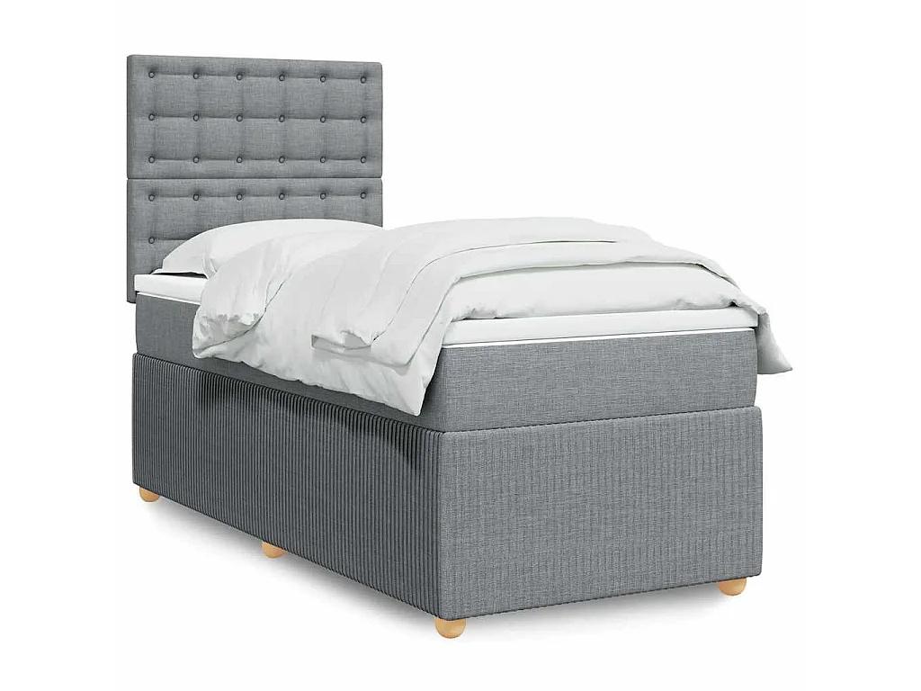 Giroletto a Molle con Materasso Grigio Chiaro 90x190 cm Tessuto