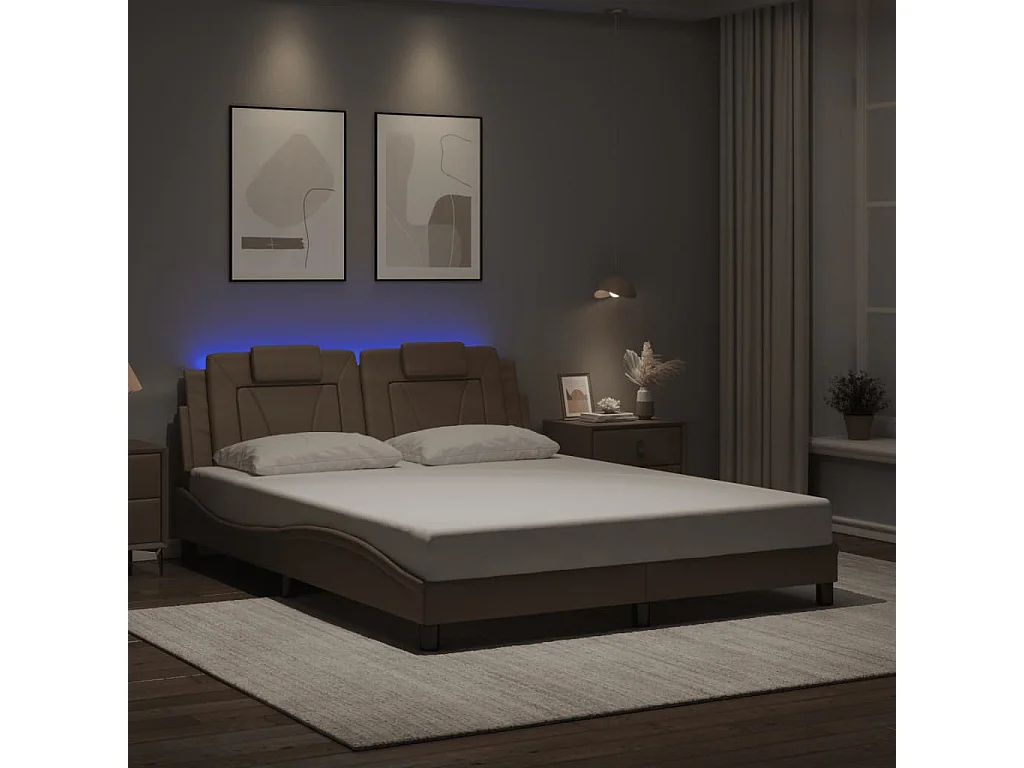 Cadre de lit Viana avec LED sans matelas cappuccino 160x200 cm