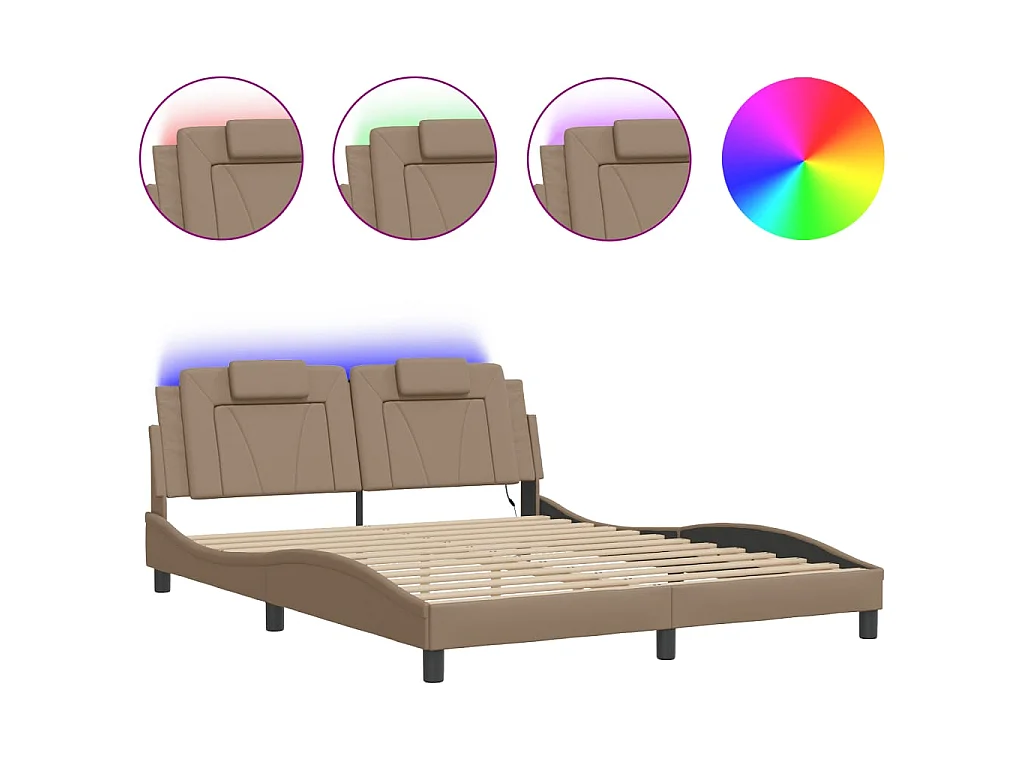 Cadre de lit Viana avec LED sans matelas cappuccino 160x200 cm