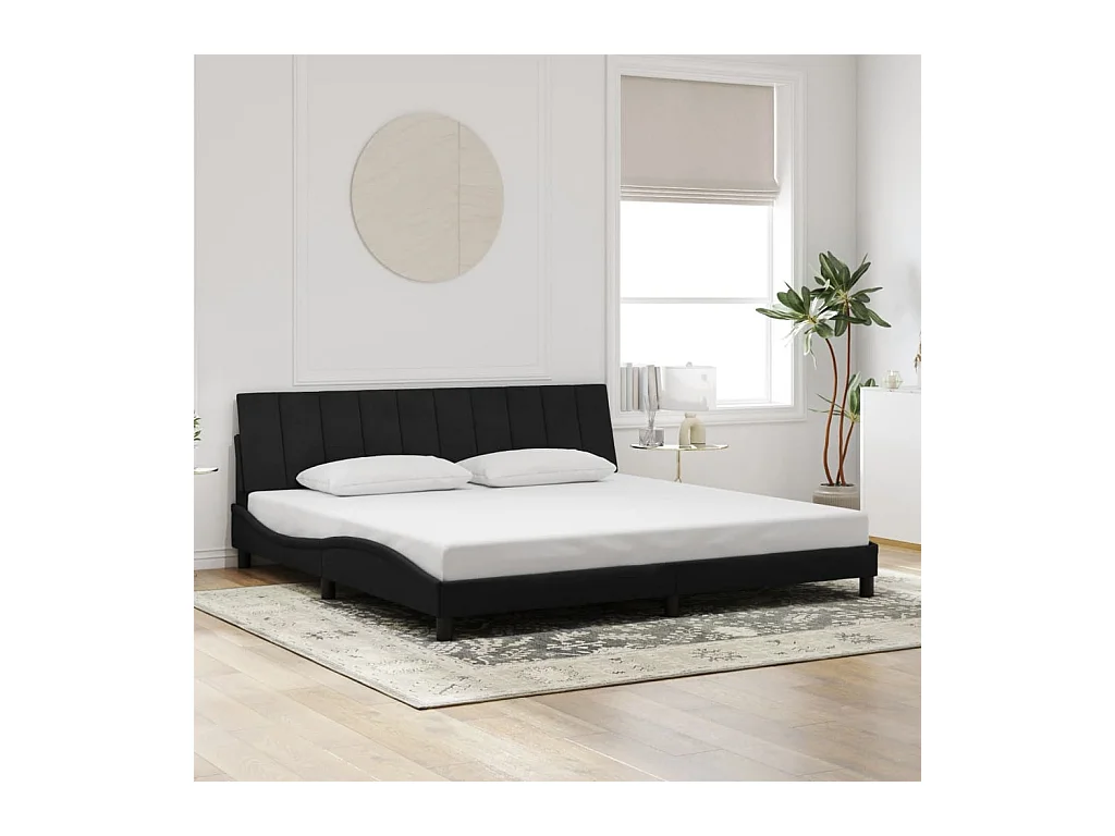 Giroletto senza Materasso Nero 200x200 cm in Velluto