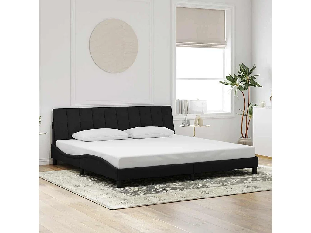 Cadre de lit sans matelas Hanko noir 200x200 cm velours
