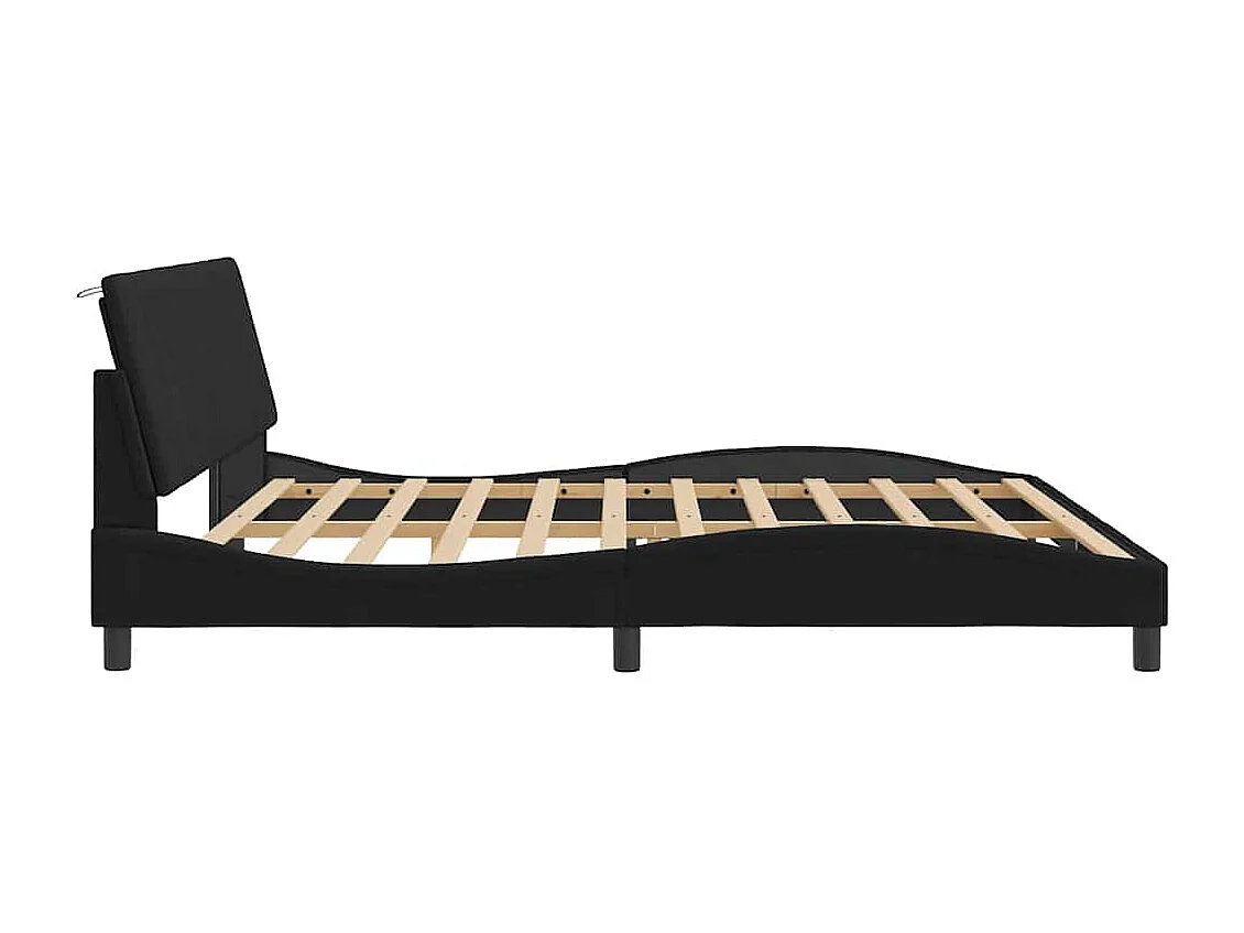 Cadre de lit sans matelas Hanko noir 200x200 cm velours