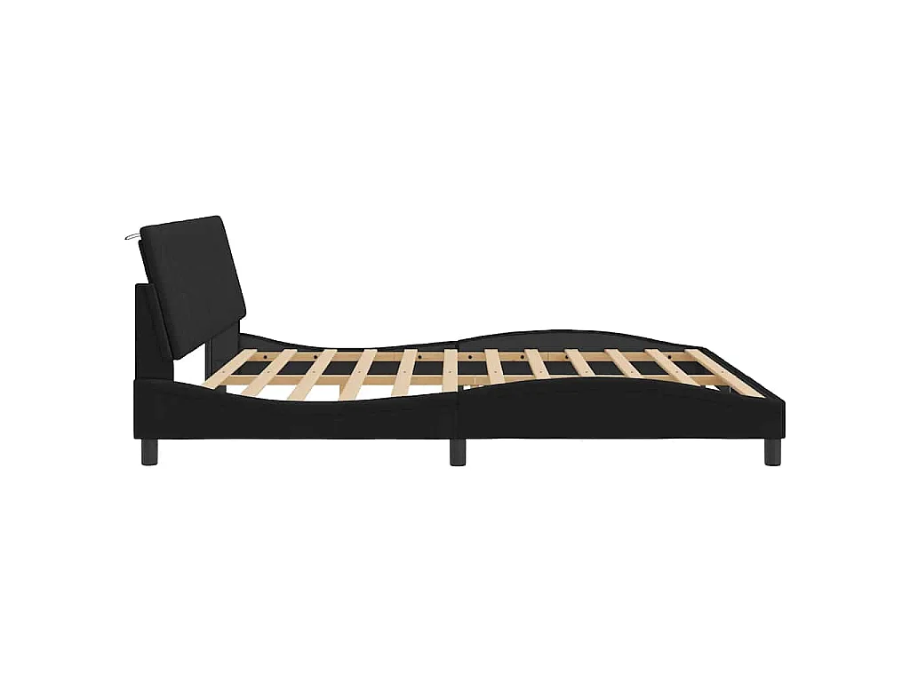 Cadre de lit sans matelas Hanko noir 200x200 cm velours