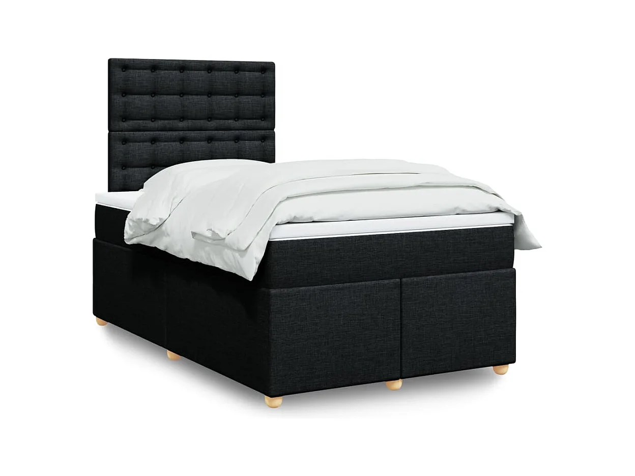 Sommier à lattes de lit avec matelas Noir 120x200 cm Tissu