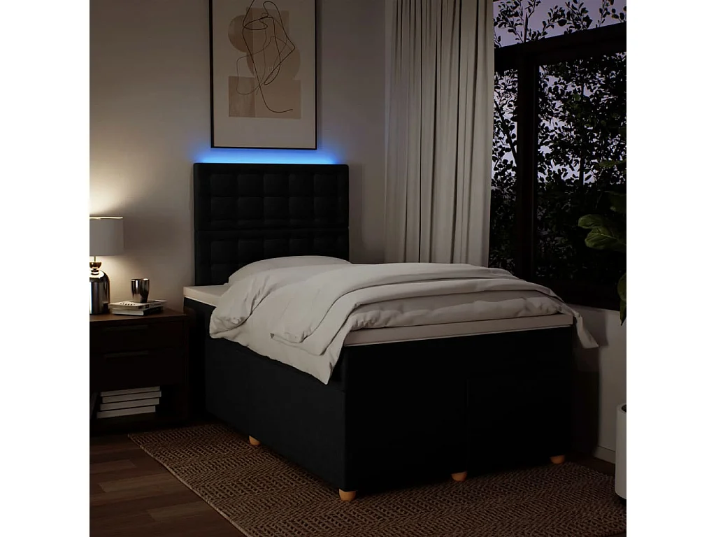 Sommier à lattes de lit avec matelas Noir 120x200 cm Tissu