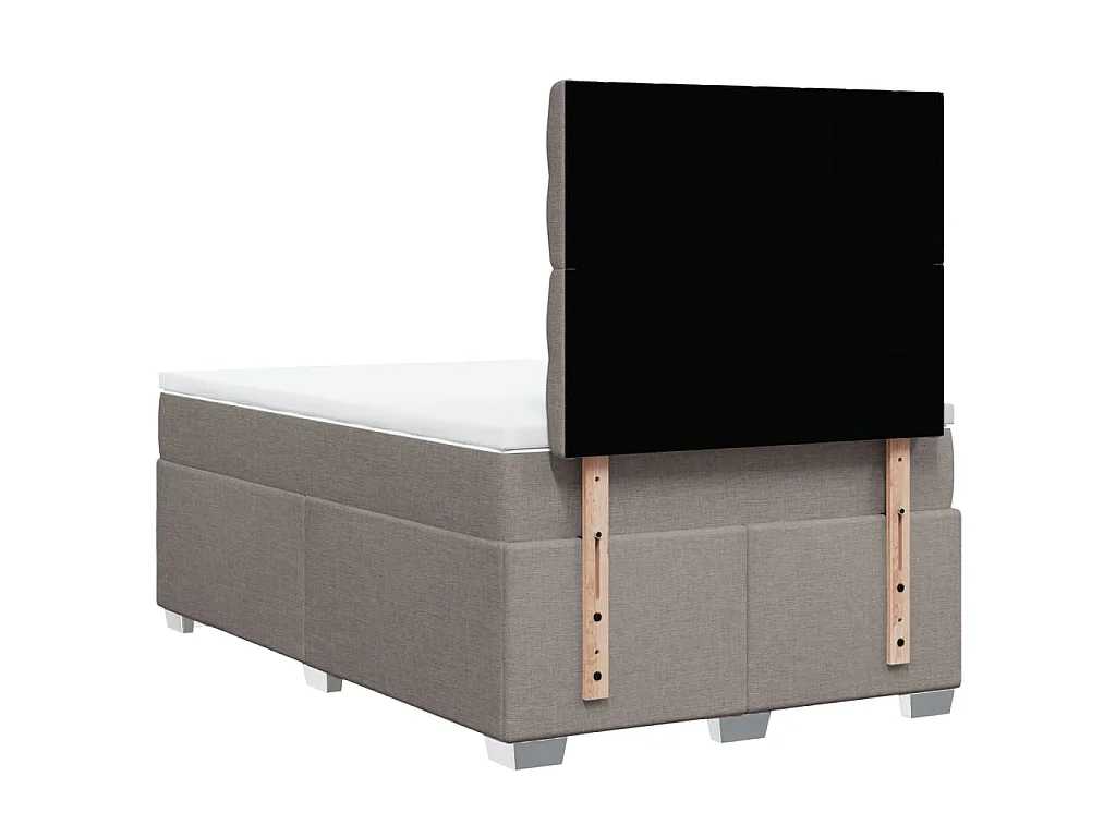 Cama box spring con colchón tela gris taupe 120x200 cm