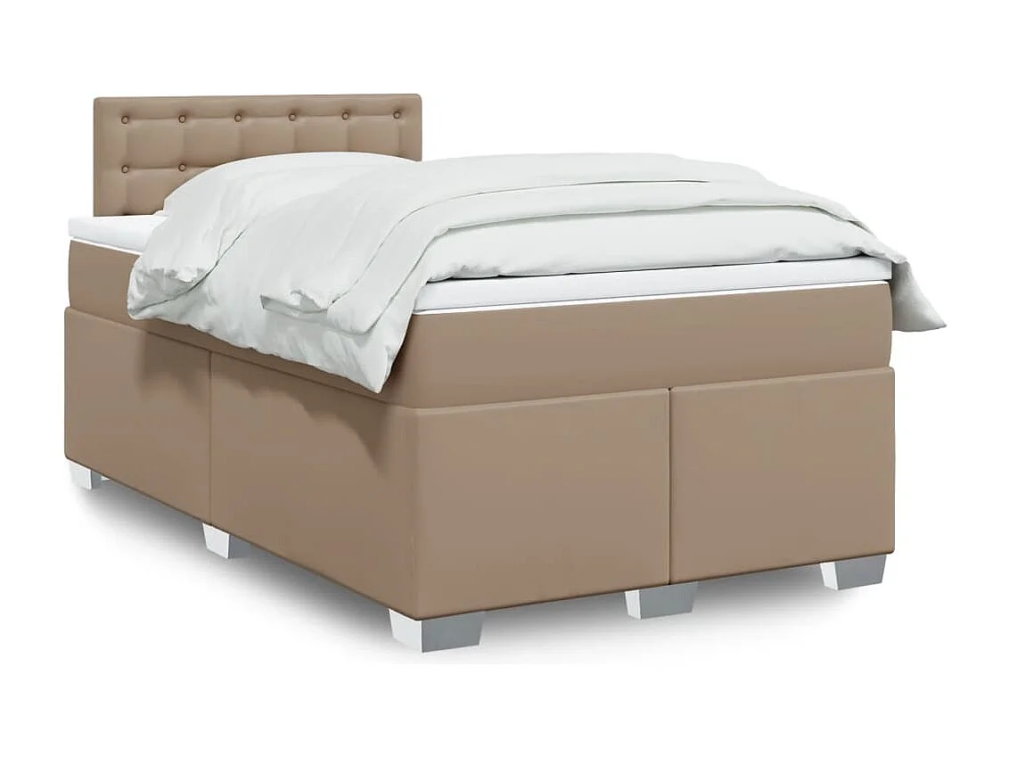 Boxspring met matras kunstleer cappuccinokleurig 120x190 cm
