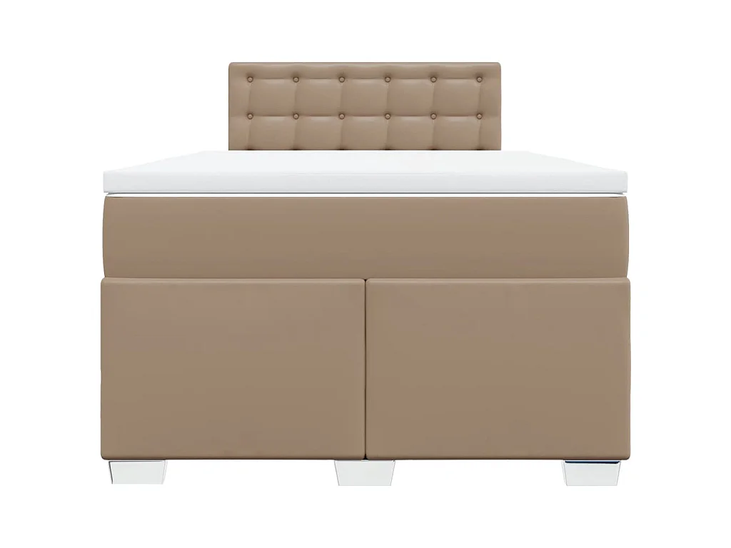 Cama boxspring c/ colchão 120x190cm couro artificial cappuccino