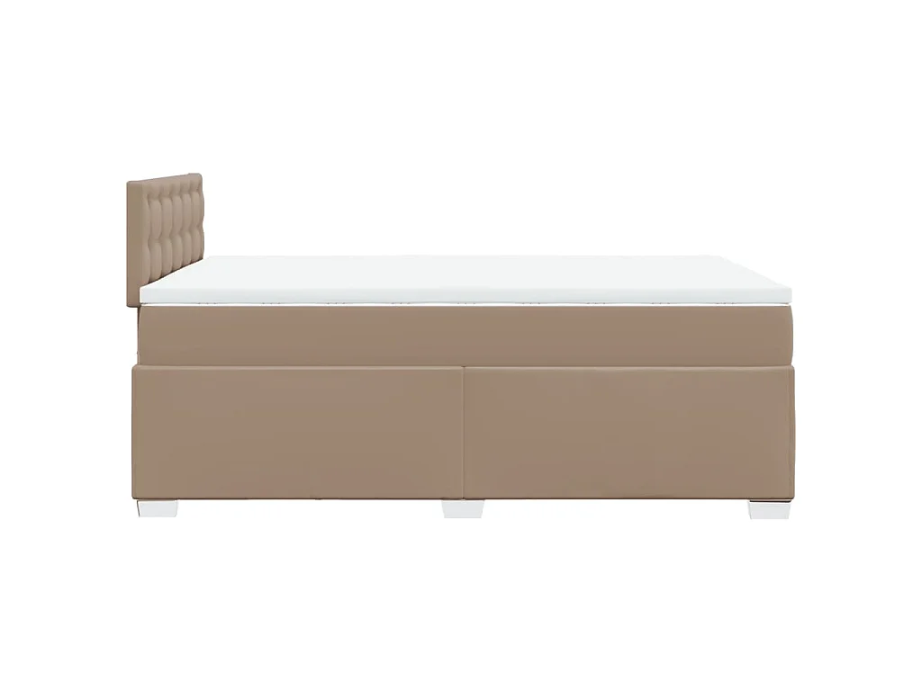 Cama boxspring c/ colchão 120x190cm couro artificial cappuccino