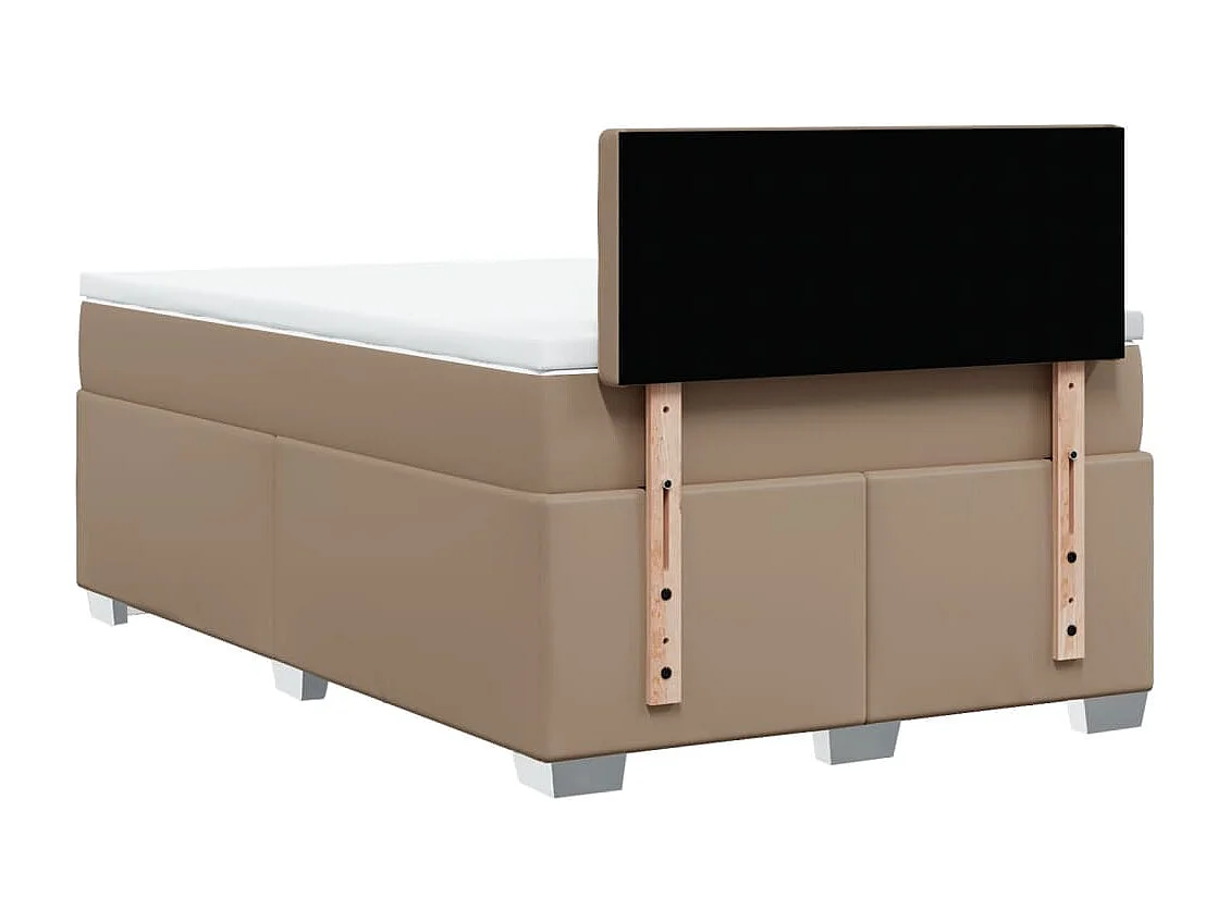 Cama boxspring c/ colchão 120x190cm couro artificial cappuccino