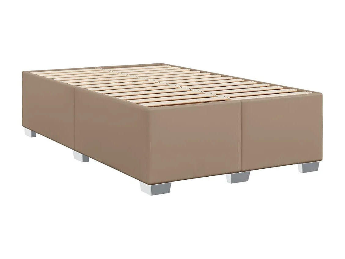 Cama boxspring c/ colchão 120x190cm couro artificial cappuccino