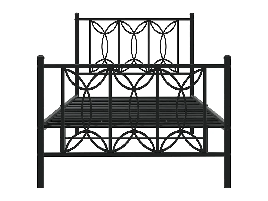 Giroletto con Testiera e Pediera Metallo Nero 80x200 cm