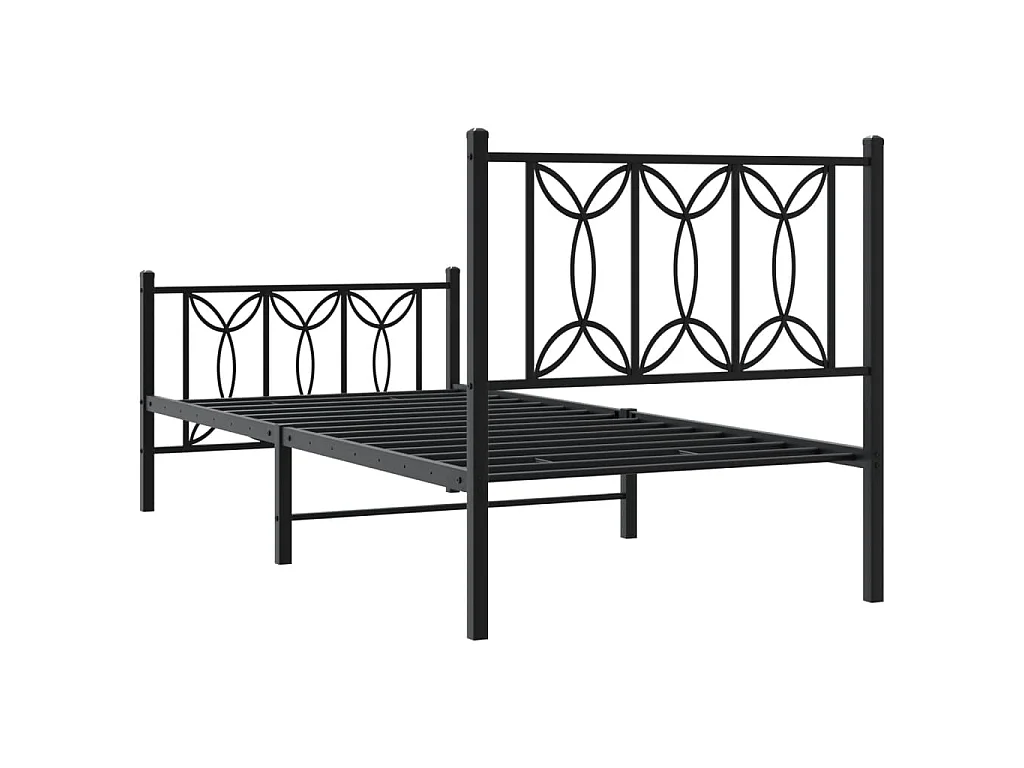 Giroletto con Testiera e Pediera Metallo Nero 80x200 cm