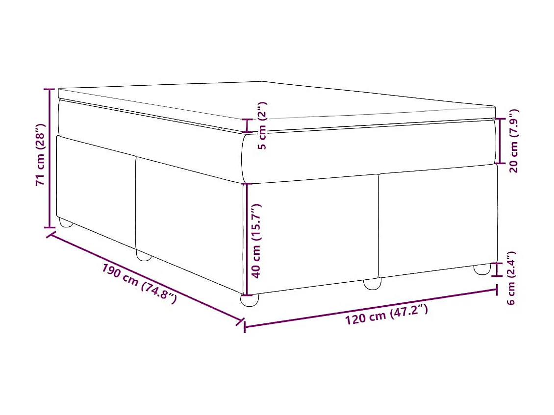 Boxspringbett mit Matratze Dunkelgrau 120x190 cm Stoff