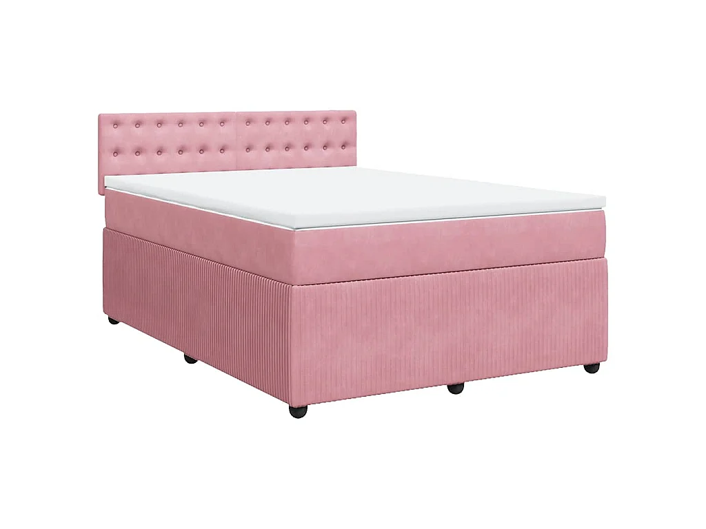 Boxspring met matras fluweel roze 160x200 cm