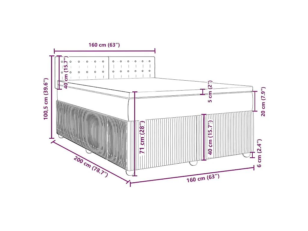 Boxspring met matras fluweel roze 160x200 cm