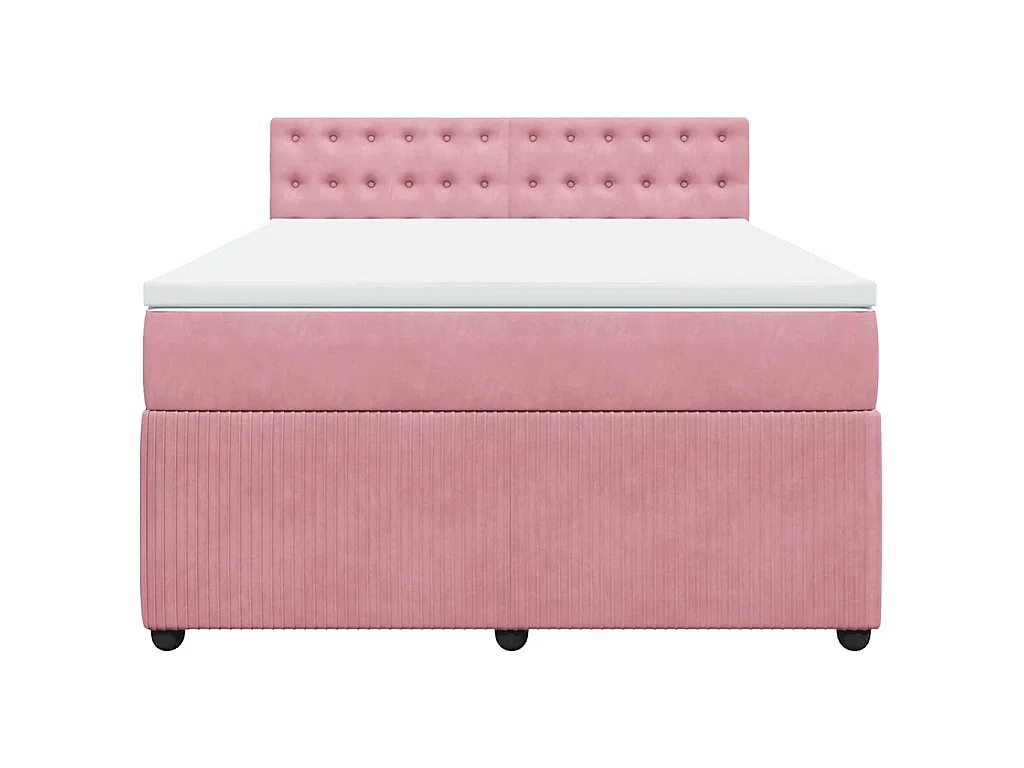 Boxspring met matras fluweel roze 160x200 cm