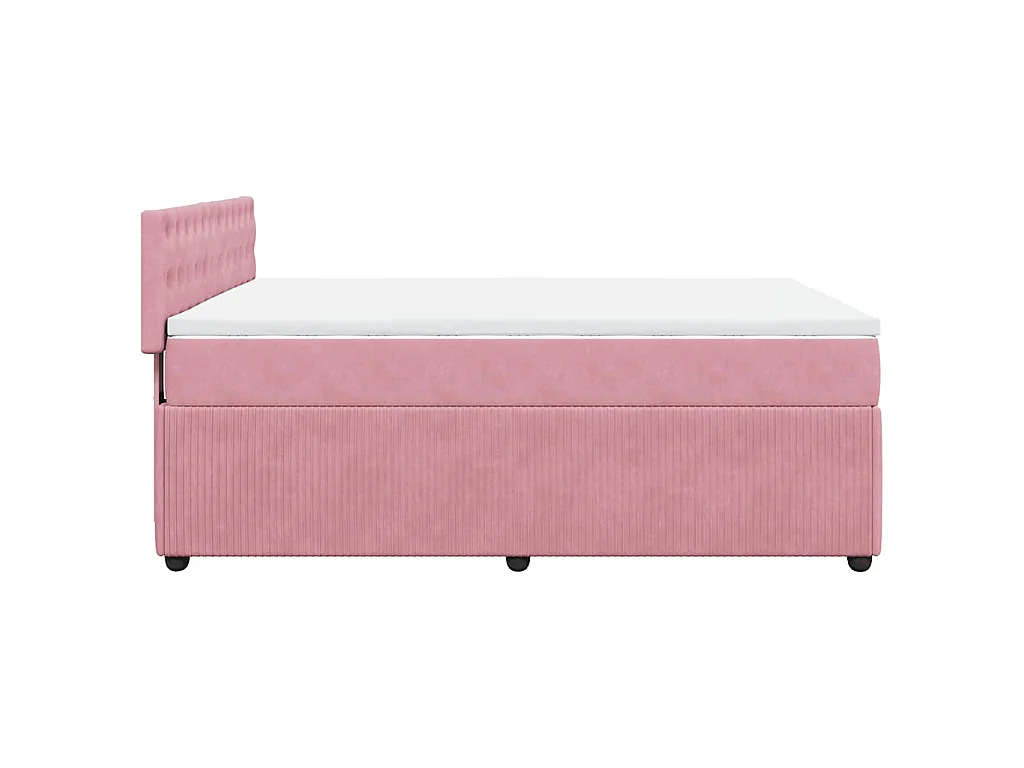 Boxspring met matras fluweel roze 160x200 cm