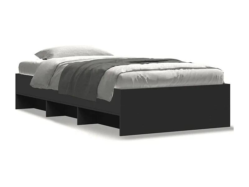 Estructura de cama madera de ingeniería negra 100x200 cm