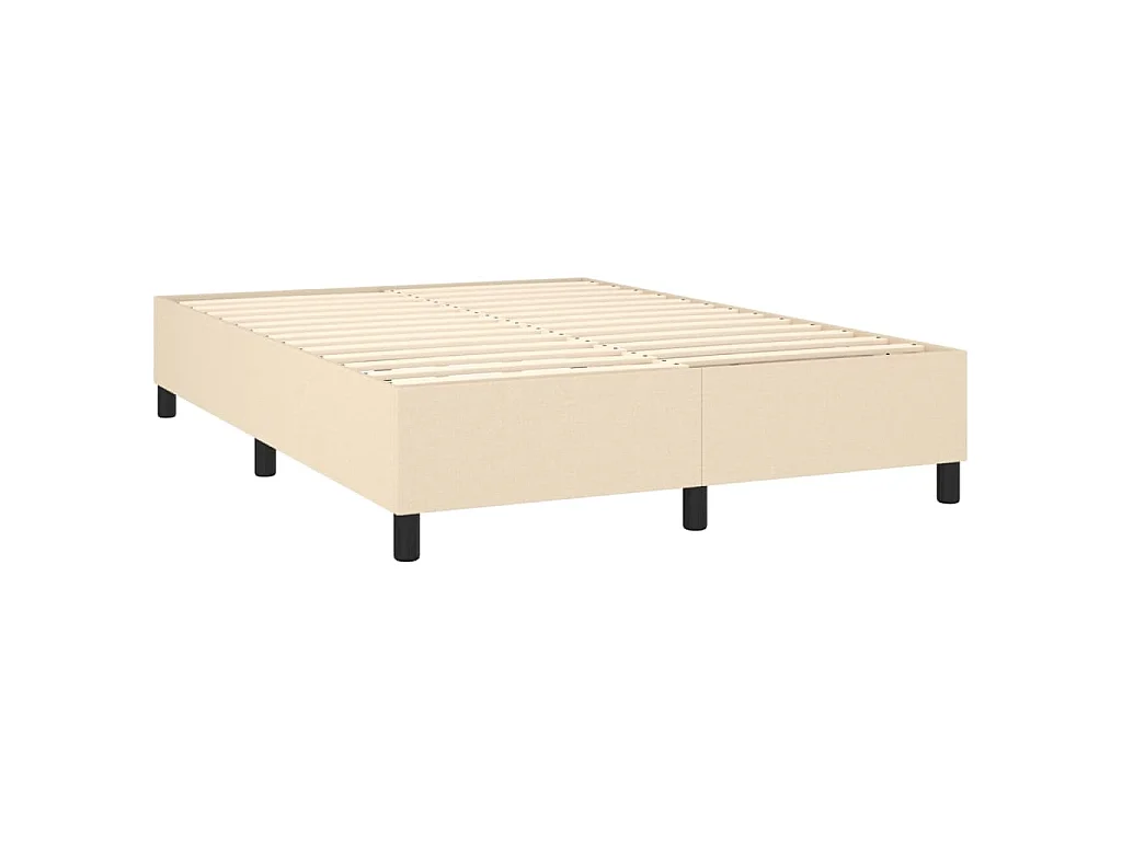 Sommier à lattes de lit matelas et LED Crème 140x190 cm Tissu