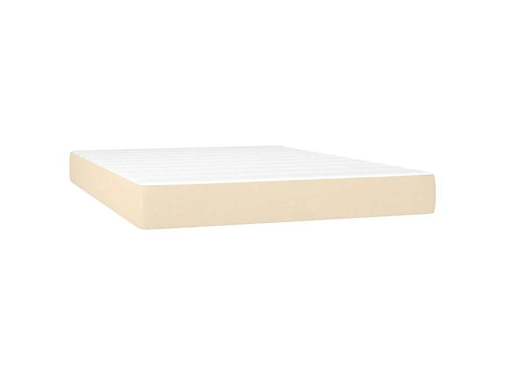 Sommier à lattes de lit matelas et LED Crème 140x190 cm Tissu