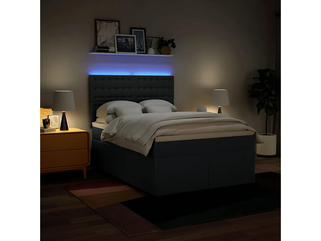 Boxspringbett mit Matratze Blau 140x200 cm Stoff