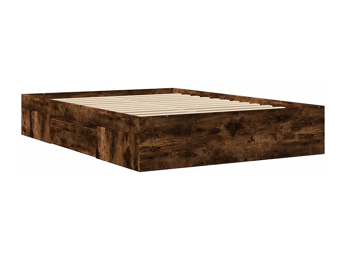 Cadre de lit sans matelas chêne fumé 135x190 cm bois ingénierie
