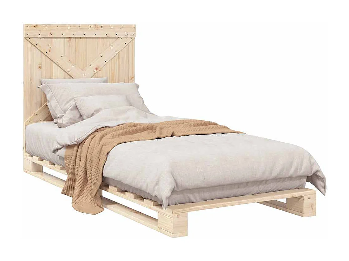 Bedframe met hoofdbord massief grenenhout 90x200 cm