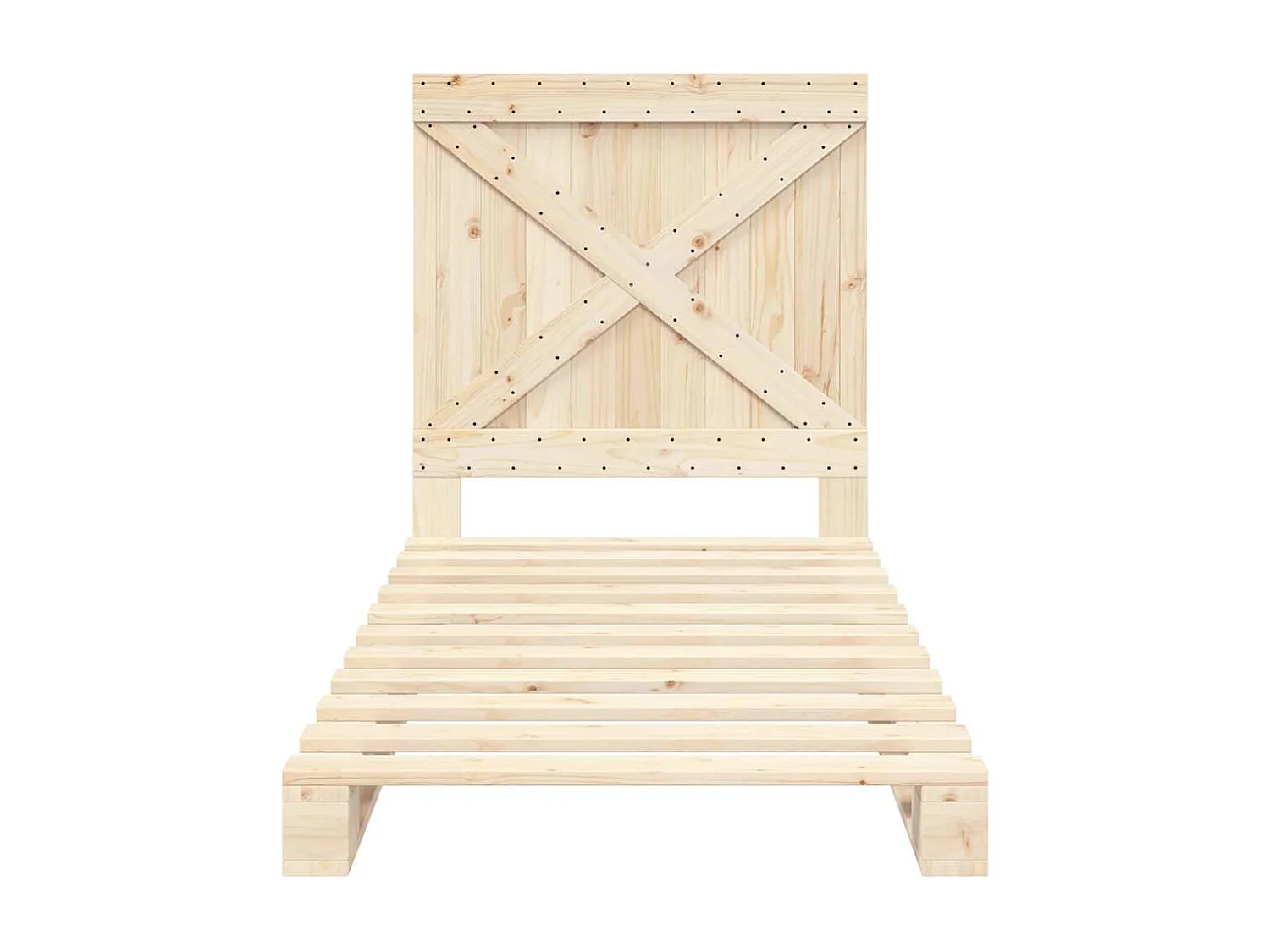 Bedframe met hoofdbord massief grenenhout 90x200 cm