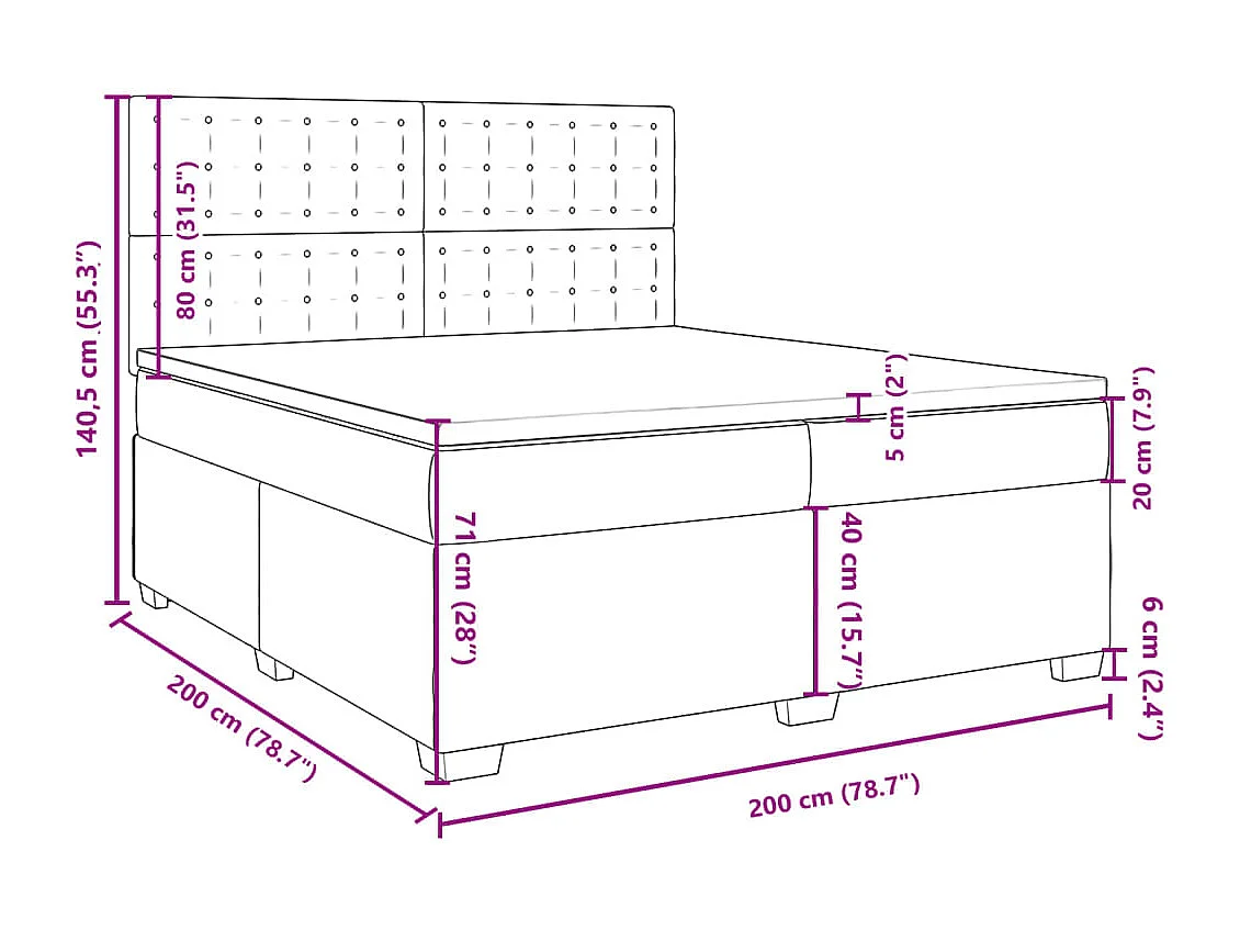 Boxspring met matras fluweel blauw 200x200 cm