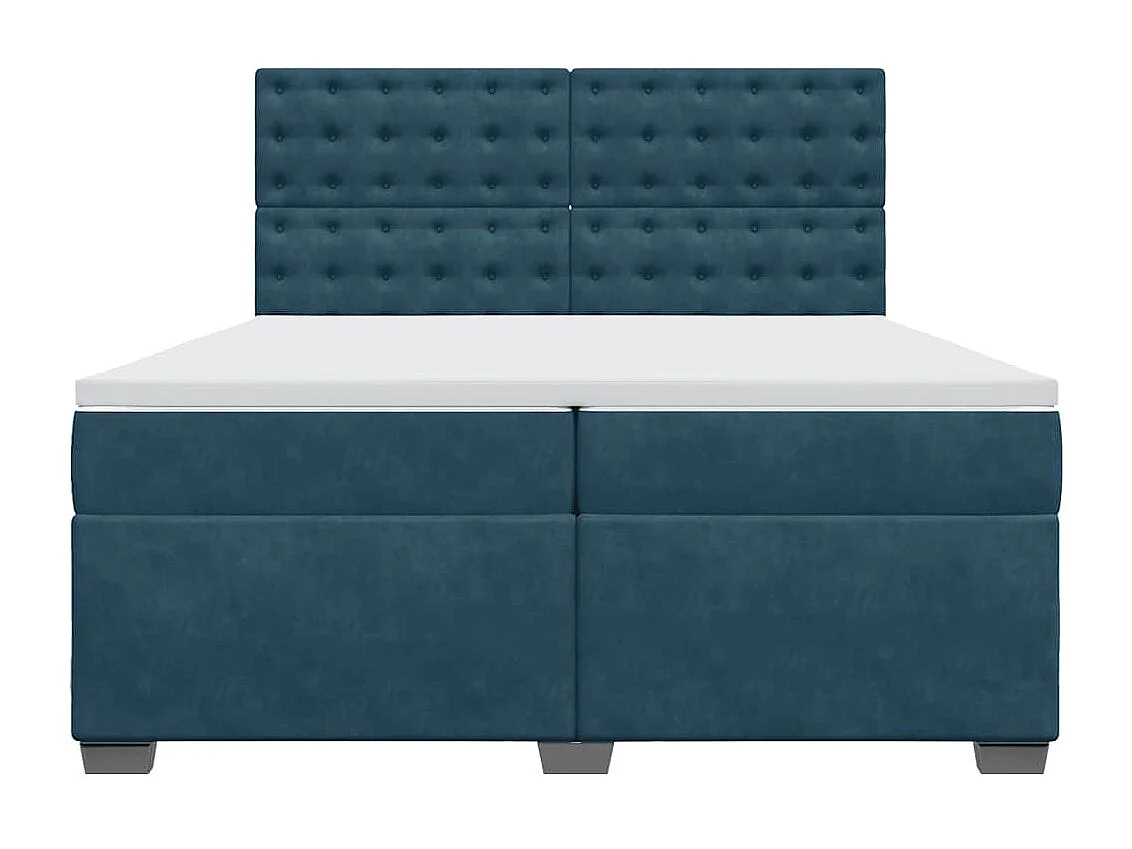 Sommier à lattes de lit et matelas Bleu 200x200 cm velours