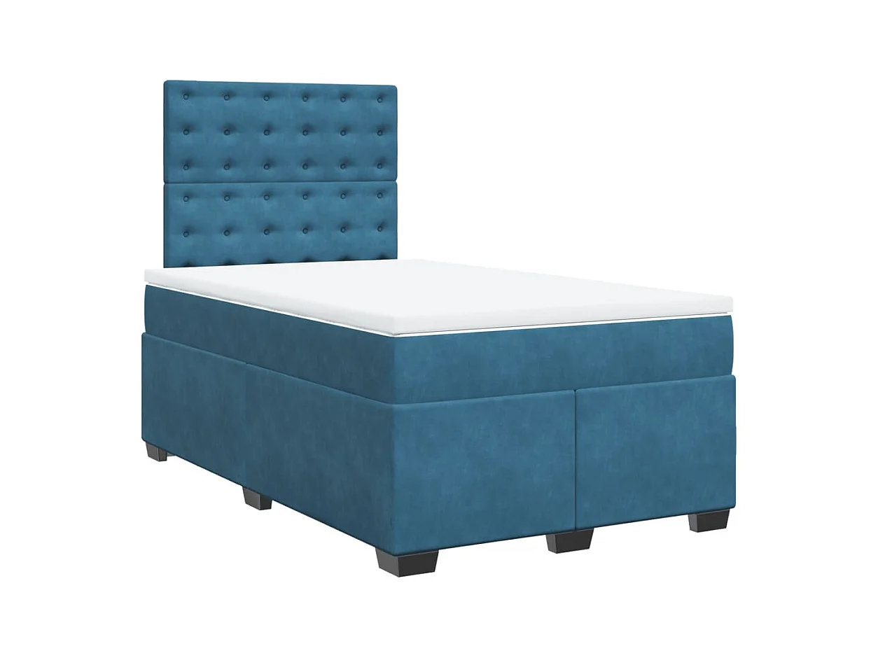 Boxspringbett mit Matratze Blau 120x200 cm Samt