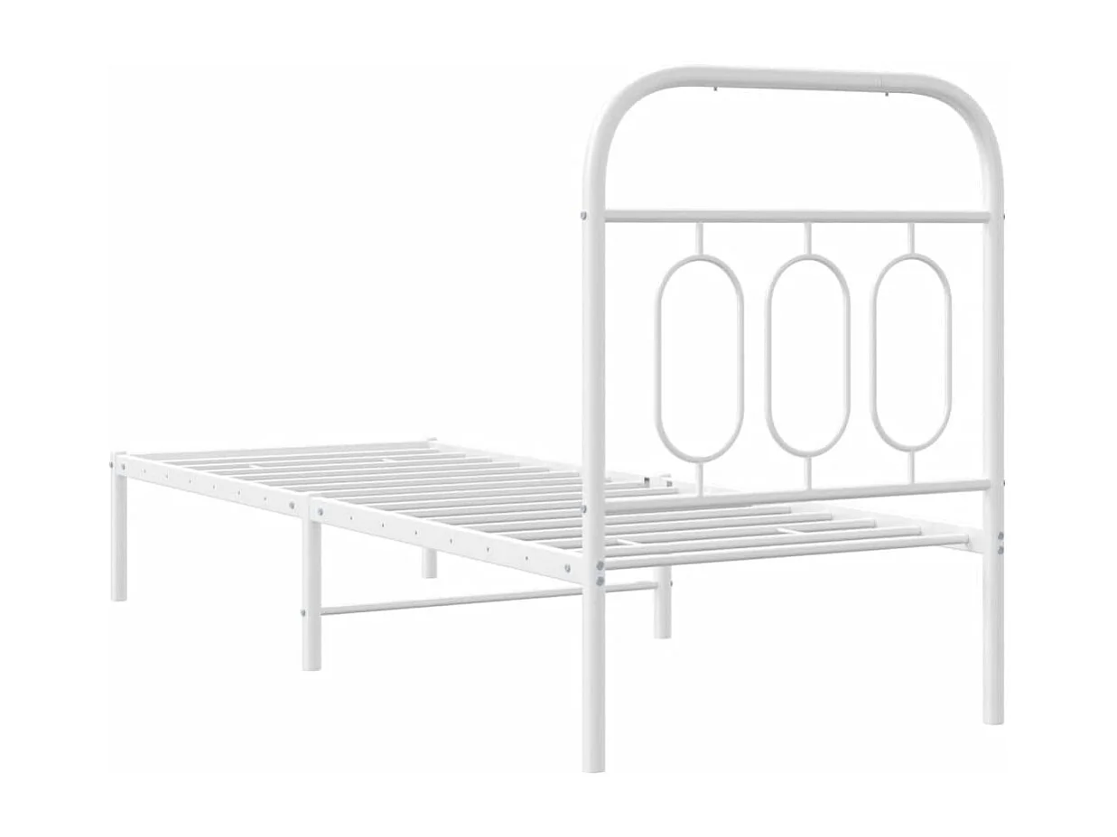 Estructura cama sin colchón con cabecero metal blanco 75x190 cm