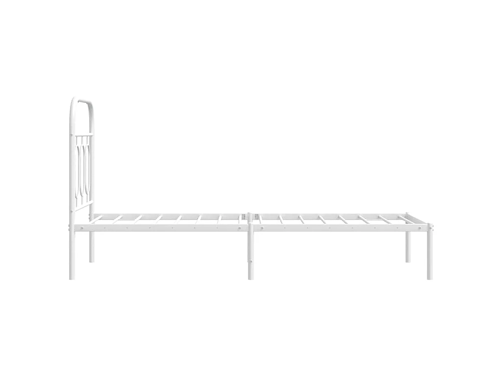 Cadre de lit métal sans matelas avec tête de lit blanc 75x190cm