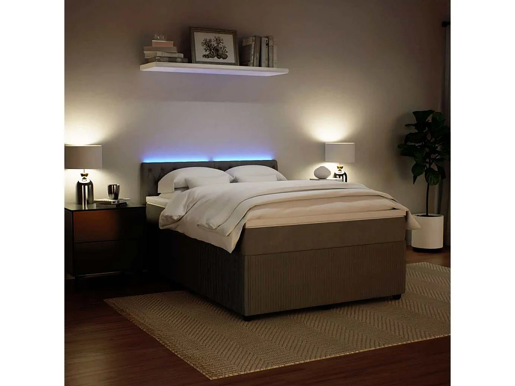 Boxspring met matras fluweel lichtgrijs 160x200 cm