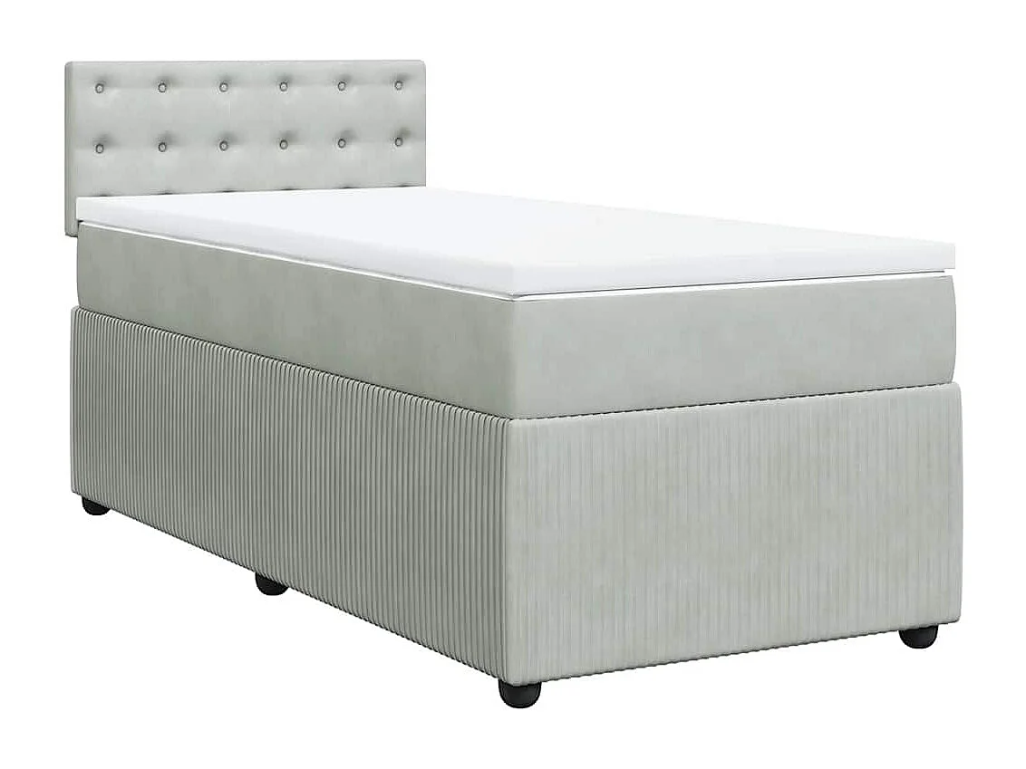 Boxspringbett mit Matratze Hellgrau 90x190 cm Samt