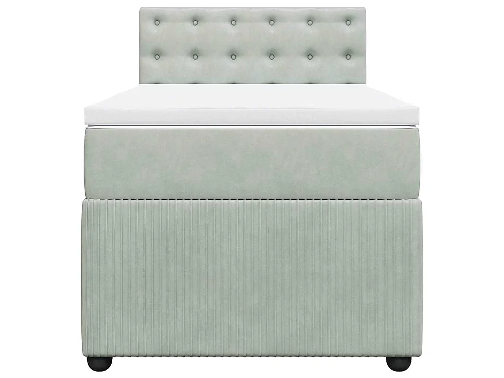 Cama com molas/colchão 90x190 cm veludo cinza-claro