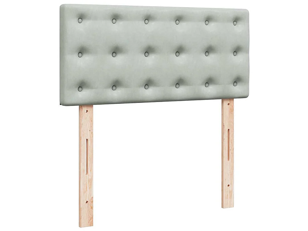 Cama com molas/colchão 90x190 cm veludo cinza-claro