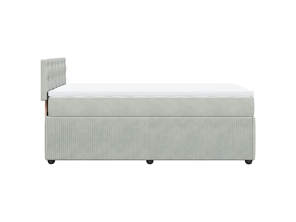 Cama com molas/colchão 90x190 cm veludo cinza-claro