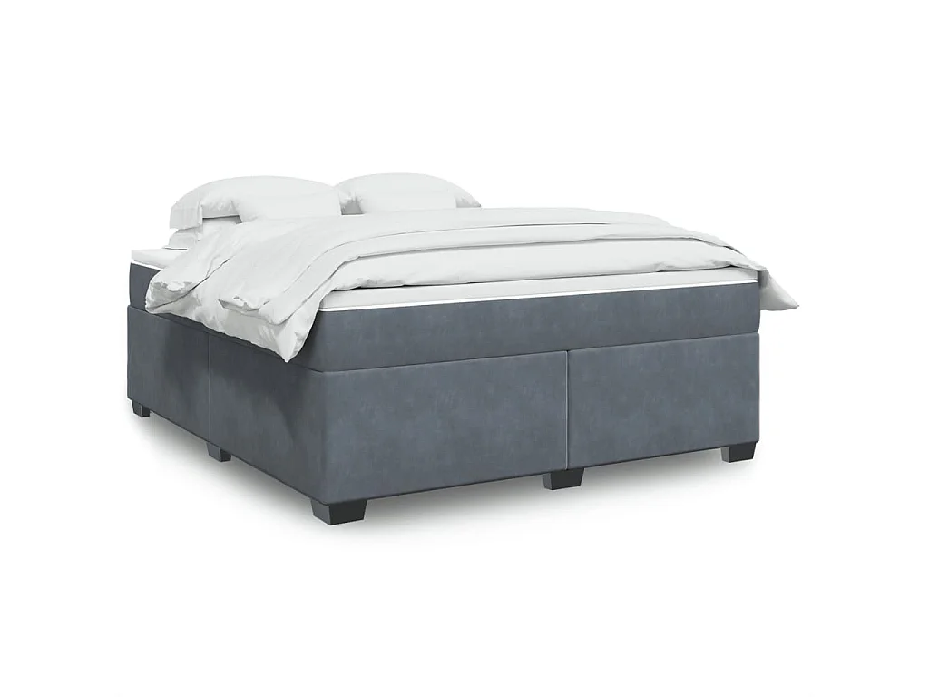 Boxspring met matras fluweel donkergrijs 180x200 cm