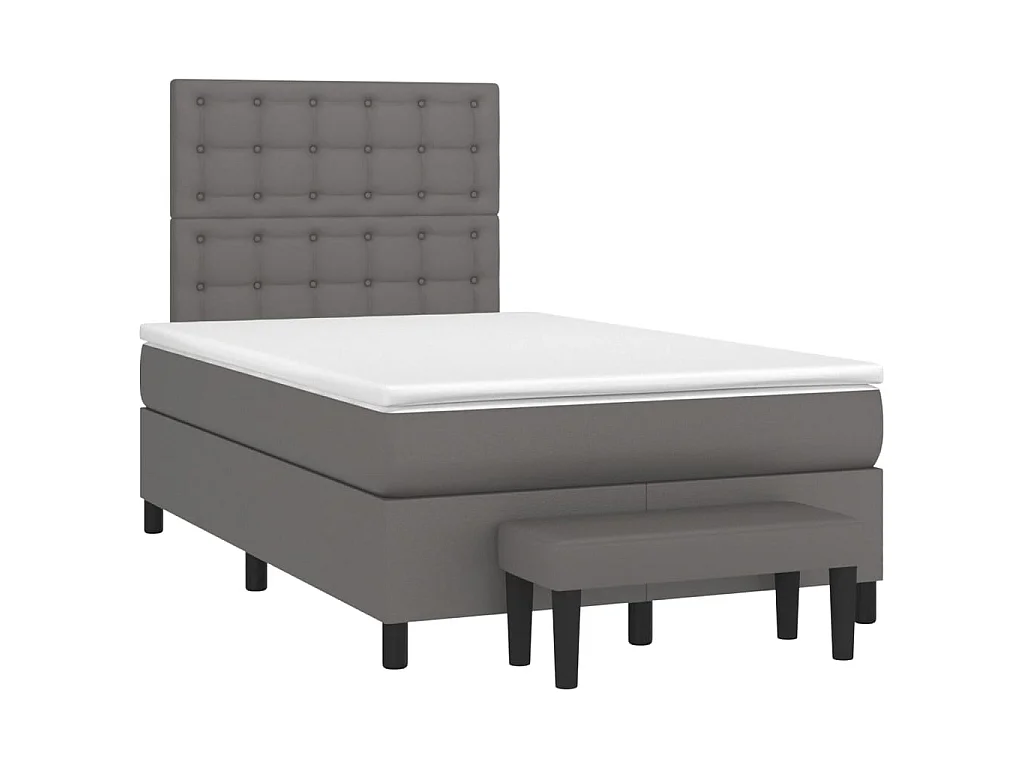 Boxspringbett mit Matratze Grau 120x190 cm Kunstleder