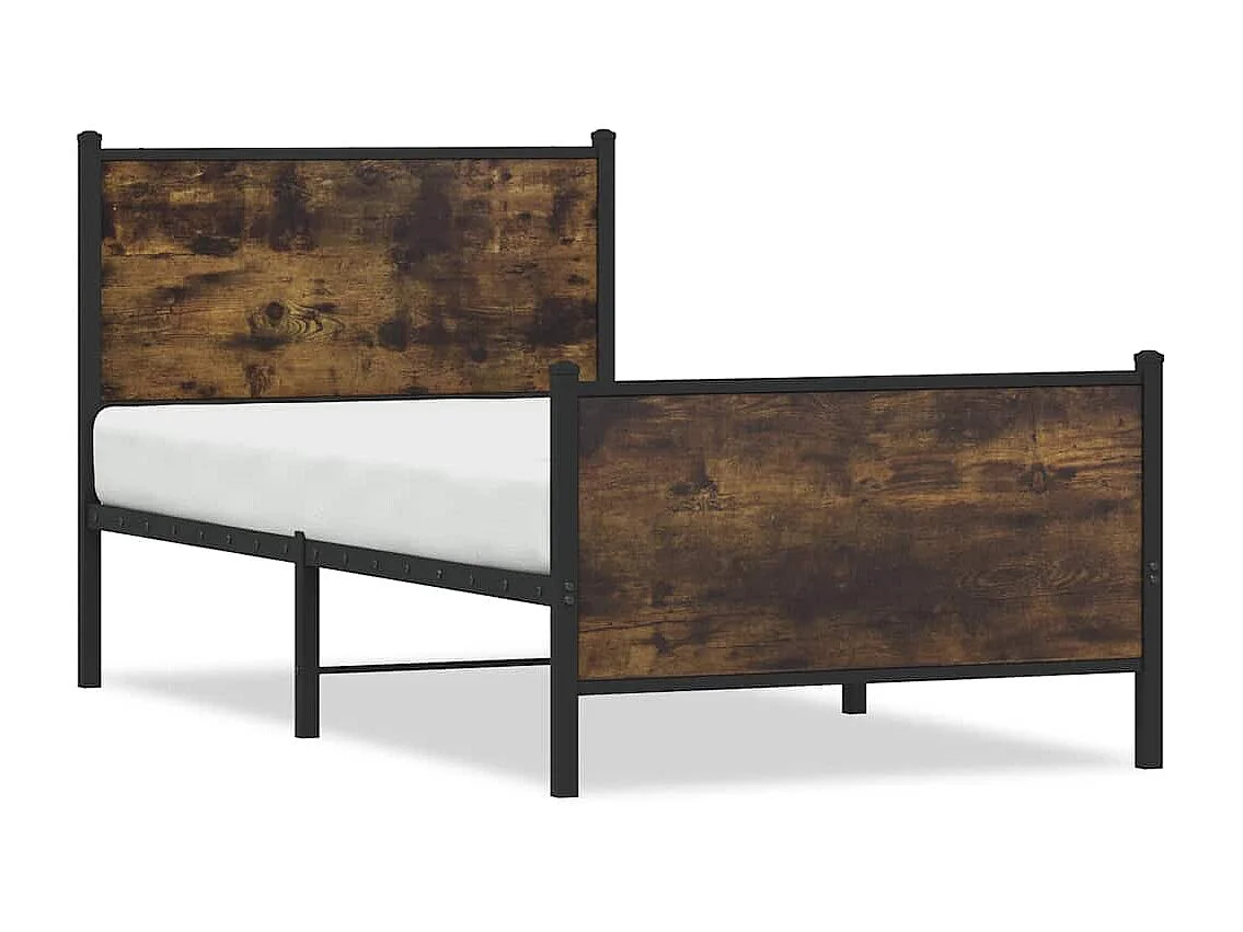 Cadre de lit en métal sans matelas chêne fumé 80x200 cm