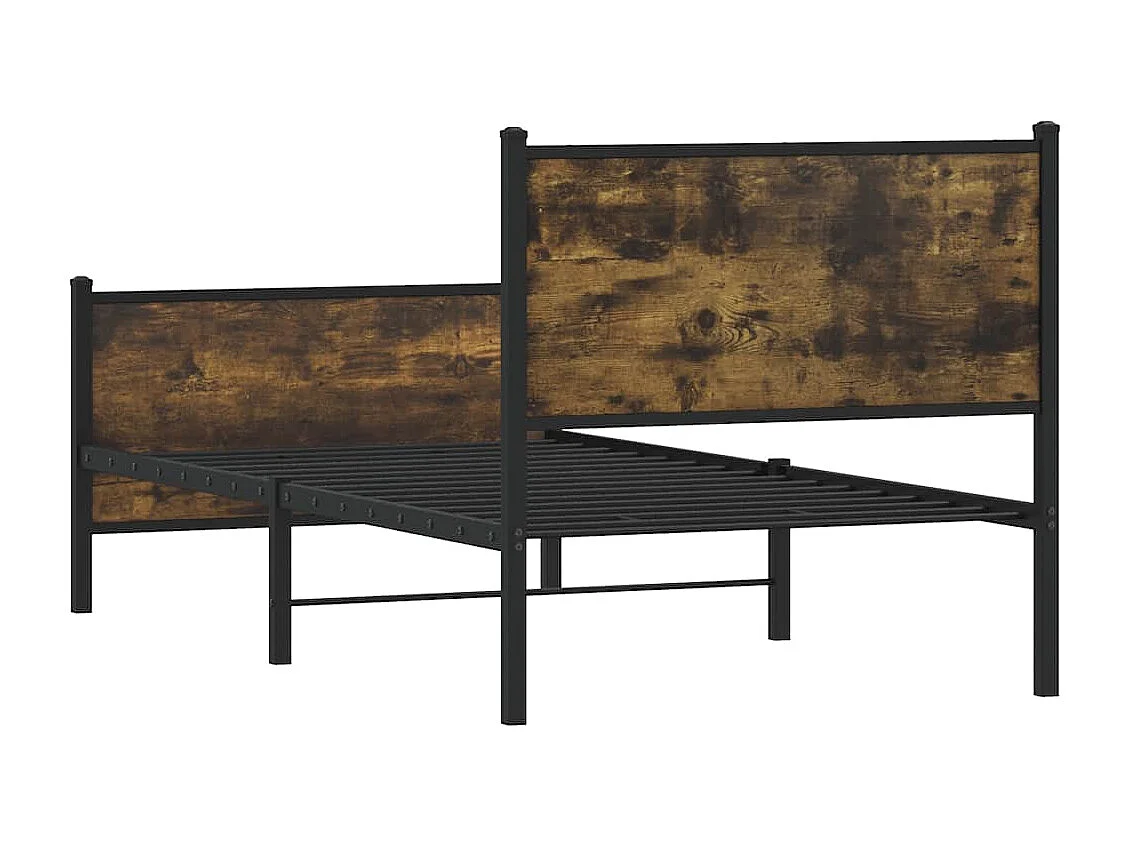 Cadre de lit en métal sans matelas chêne fumé 80x200 cm